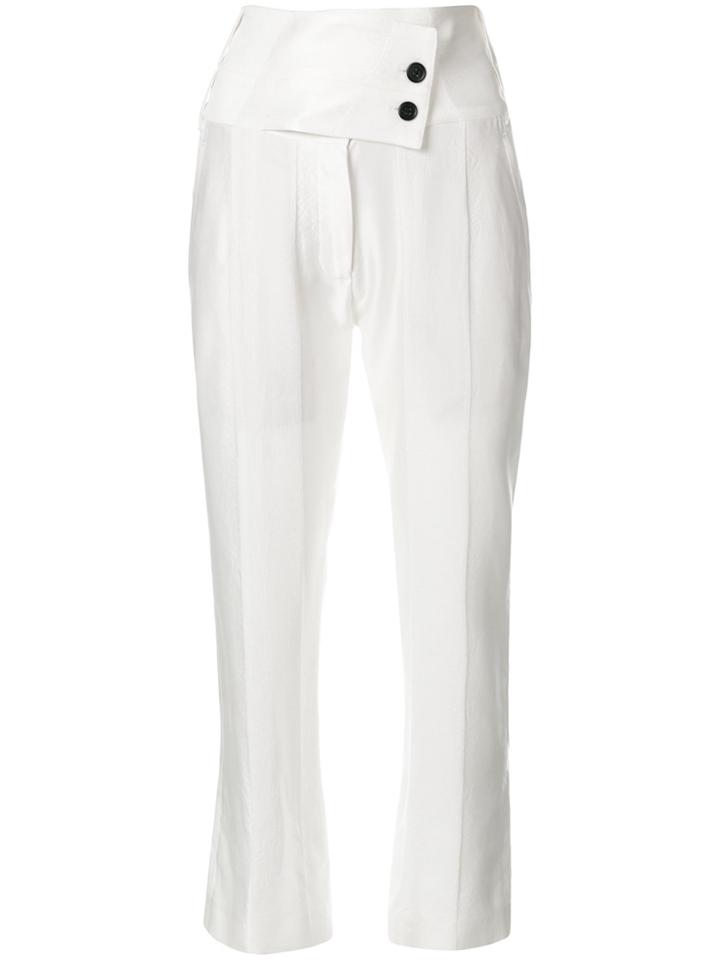 Ann Demeulemeester Double-button Cropped Trousers - White