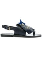 Burberry Kiltie Fringe Sandals - Blue