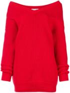 Balenciaga Long Sleeve V Neck Sweater - Red