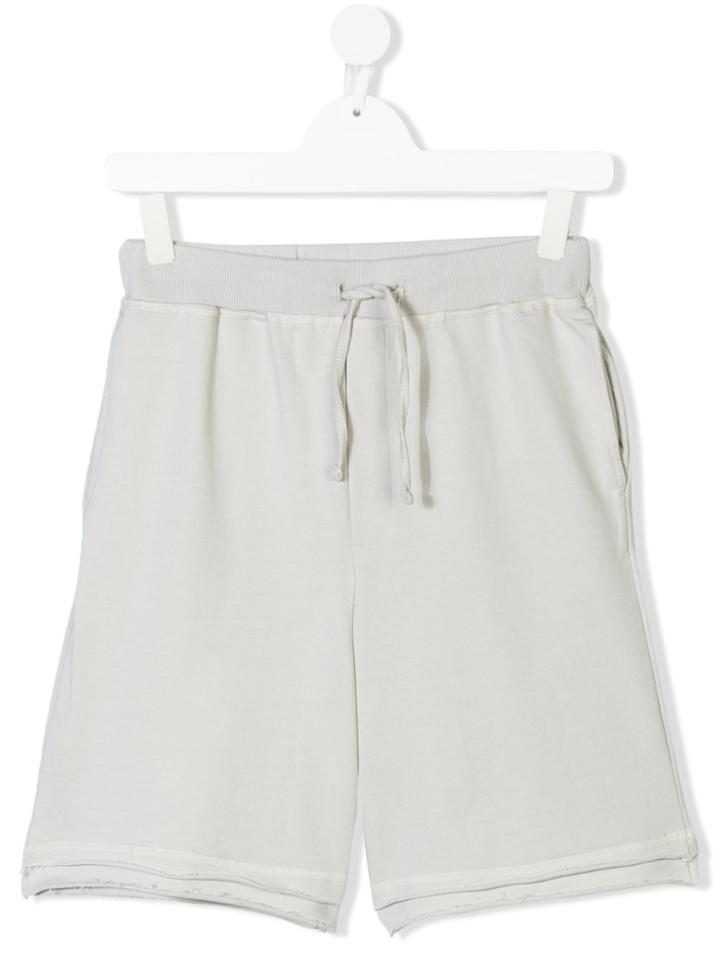 Paolo Pecora Kids Teen Raw Edge Shorts - Grey
