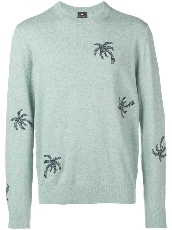 Ps Paul Smith 'fox Tail Palm' Jumper - Blue