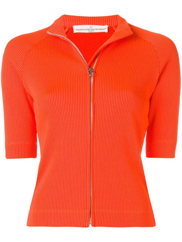 Golden Goose Deluxe Brand Zip Front Ribbed Knit Top - Yellow