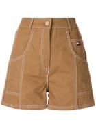 Tommy Hilfiger High Waisted Flared Leg Shorts - Brown