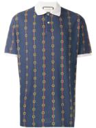 Gucci Horsebit Chain Print Oversized Polo Shirt - Blue