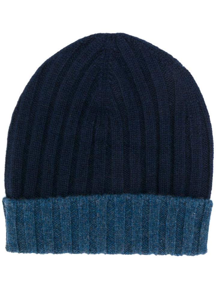 Barba Ribbed Knit Beanie - Blue
