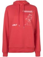 Helmut Lang Front Printed Hoodie - Red