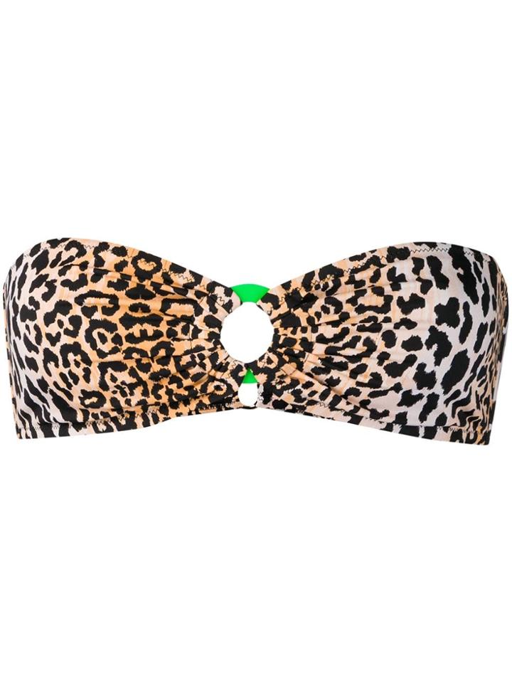 Reina Olga Leopard Print Bikini Top - Neutrals