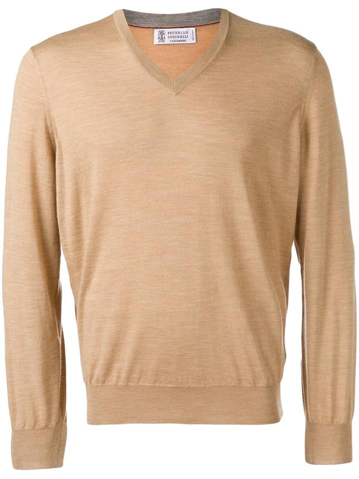 Brunello Cucinelli V-neck Jumper - Brown