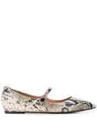 Tabitha Simmons Hermione Snakeskin Print Ballerina Shoes - White