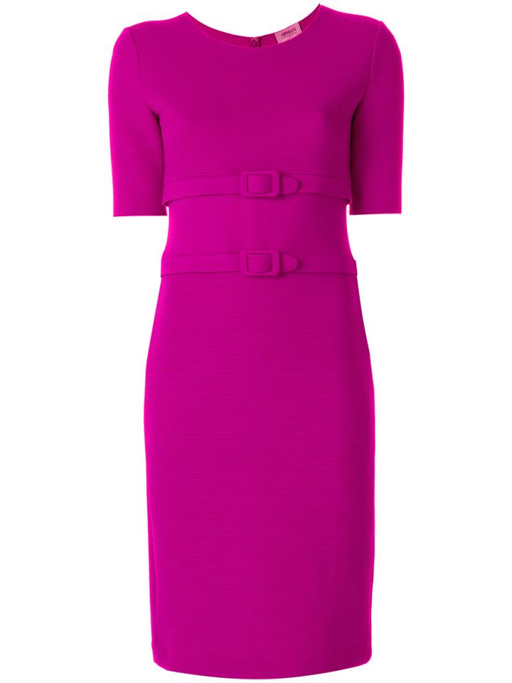 Armani Collezioni - Buckle Midi Dress - Women - Polyester/spandex/elastane/viscose - 40, Pink/purple, Polyester/spandex/elastane/viscose