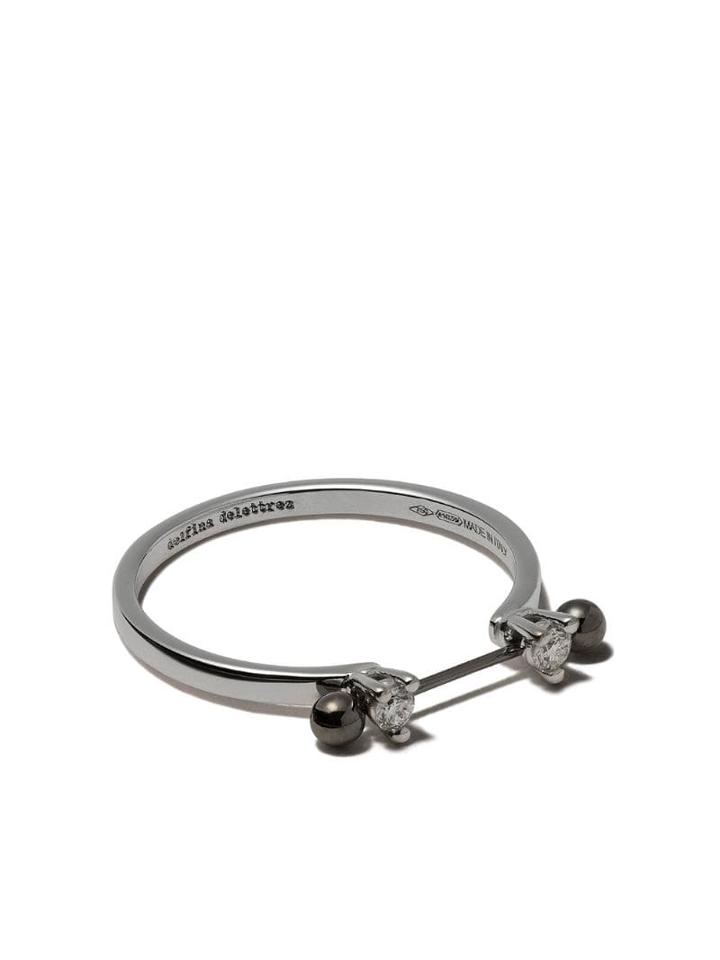 Delfina Delettrez 18kt White Gold Two In One Pierced Diamond Ring -
