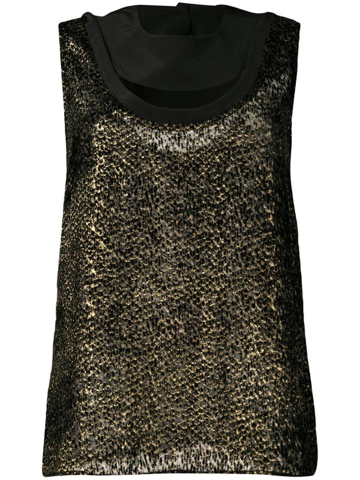 Zeus+dione Collar Detail Metallic Vest - Black