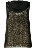 Zeus+dione Collar Detail Metallic Vest - Black