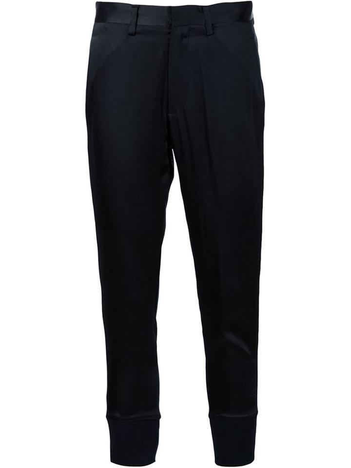 Comme Des Garçons Noir Kei Ninomiya Cropped Trousers, Women's, Size: Large, Black, Silk/nylon/polyurethane/cupro
