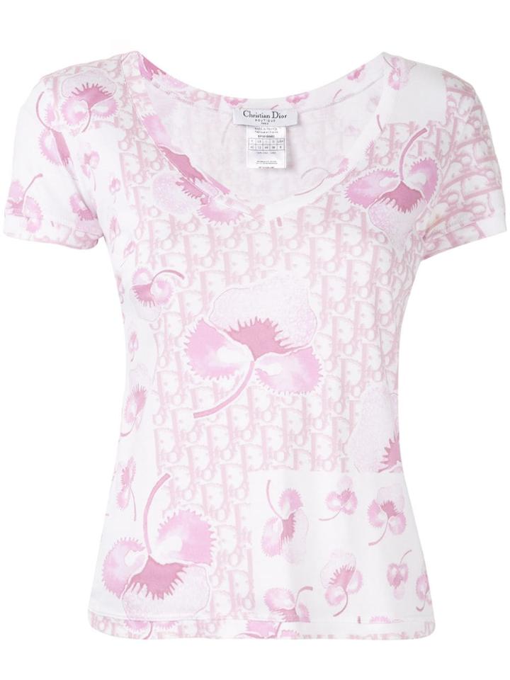 Christian Dior Pre-owned Floral Trotter Pattern T-shirt - Pink