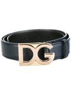 Dolce & Gabbana Logo Buckle Belt, Men's, Size: 105, Blue, Leather