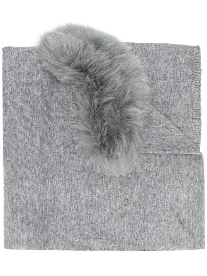 Charlotte Simone Fur Trimmed Shawl - Green