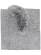 Charlotte Simone Fur Trimmed Shawl - Green