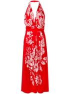 Fendi Floral Print Halterneck Dress, Women's, Size: 38, Red, Silk/viscose