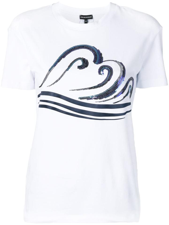Emporio Armani Waves Print T-shirt - White