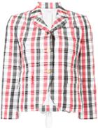 Thom Browne Lace-up Back Check Jacket - White
