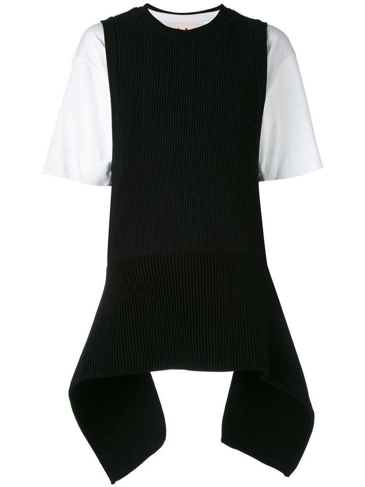 Marni - Knitted Double Layer Top - Women - Cotton - 42, Women's, Black, Cotton