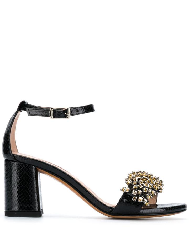 Albano Open Toe Embellished Sandals - Black