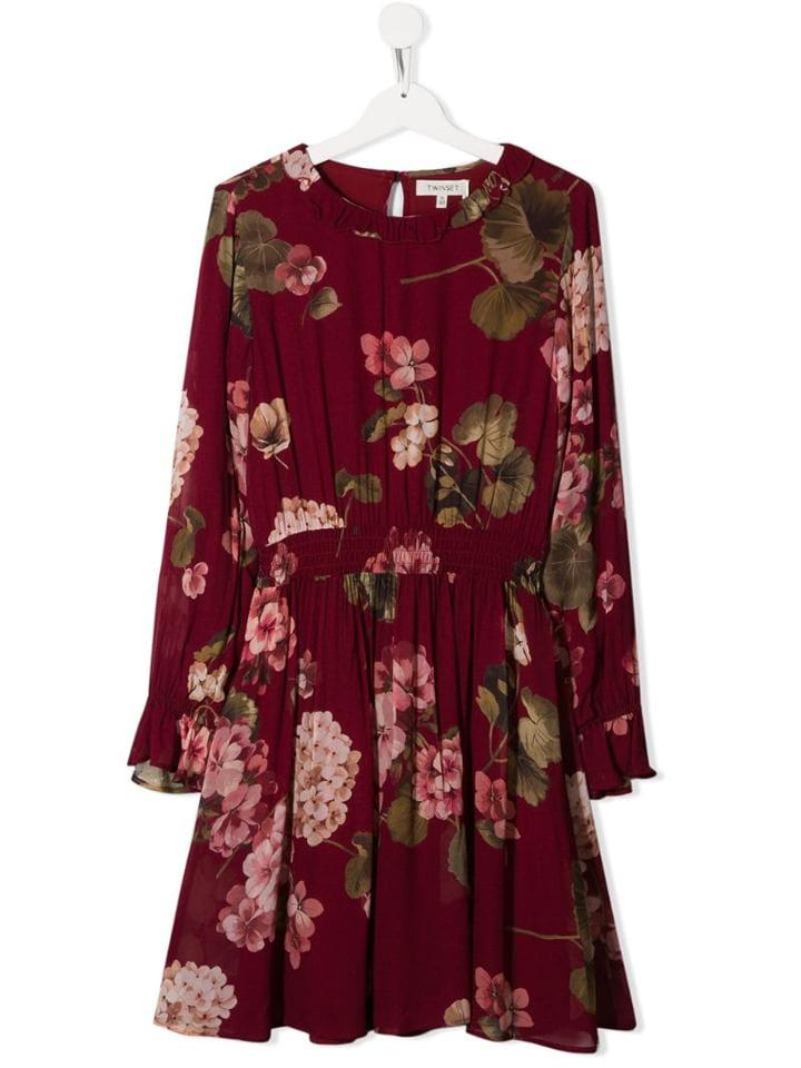Twin-set Teen Long Sleeved Pleated Dress - Red