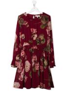 Twin-set Teen Long Sleeved Pleated Dress - Red
