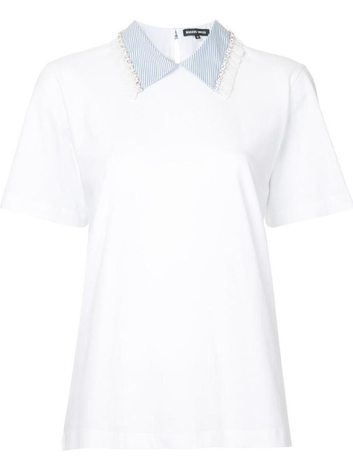 Markus Lupfer Embellished Collar T-shirt - White