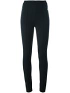 Moncler Side Stripe Skinny Trousers, Women's, Size: 42, Black, Polyamide/spandex/elastane