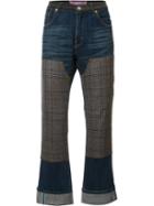 Junya Watanabe Comme Des Garçons Checked Pad Detailing Jeans, Men's, Size: Large, Blue, Cotton