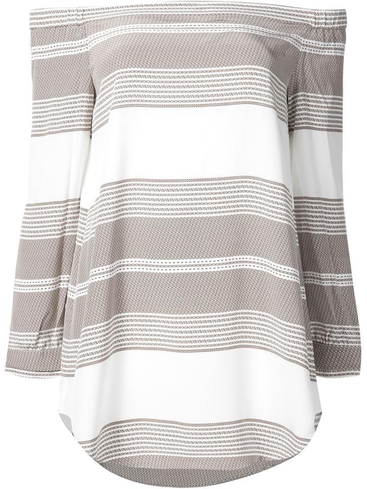 Derek Lam 10 Crosby Striped Off-shoulder Blouse, Women's, Size: 2, White, Silk