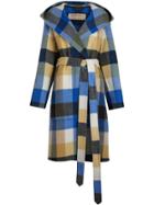 Burberry Check Alpaca Wool Blend Dressing Gown Coat - Yellow & Orange