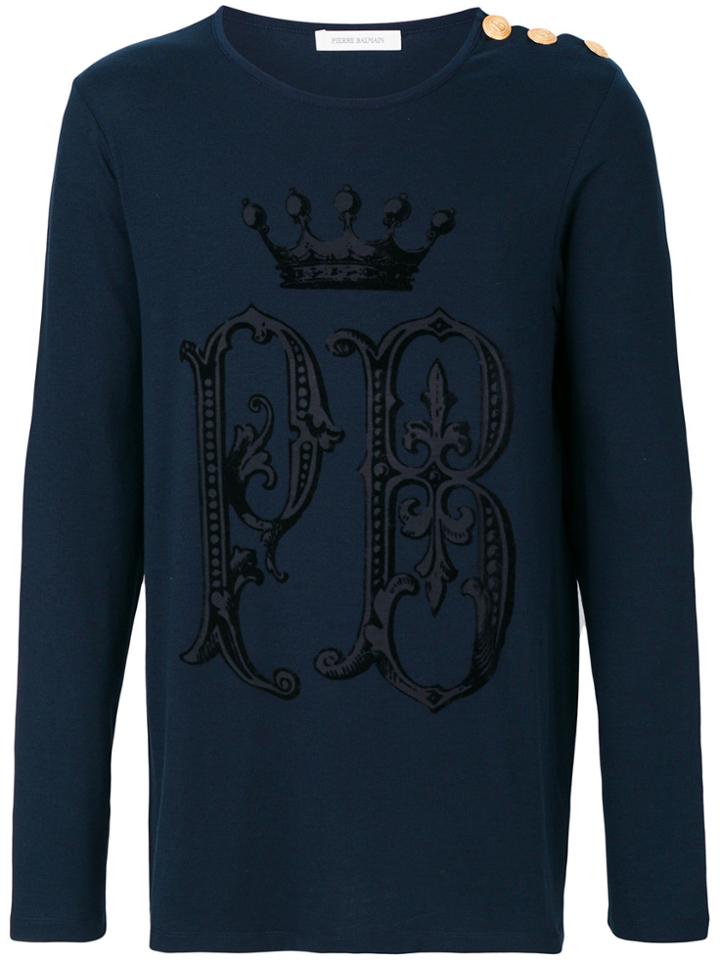 Pierre Balmain Logo Print Sweatshirt - Blue
