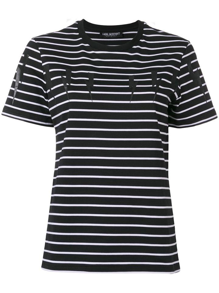 Neil Barrett Striped Thunderbolt T-shirt - Black
