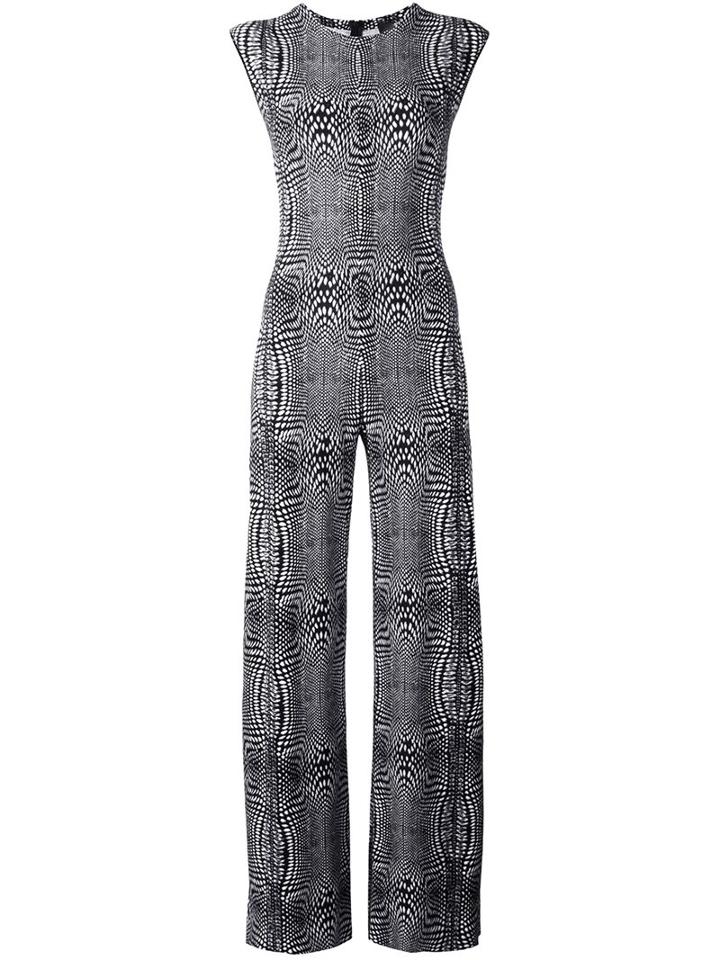 Norma Kamali Optical Illusion Print Jumpsuit, Women's, Size: Medium, Black, Polyester/spandex/elastane