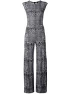 Norma Kamali Optical Illusion Print Jumpsuit, Women's, Size: Medium, Black, Polyester/spandex/elastane