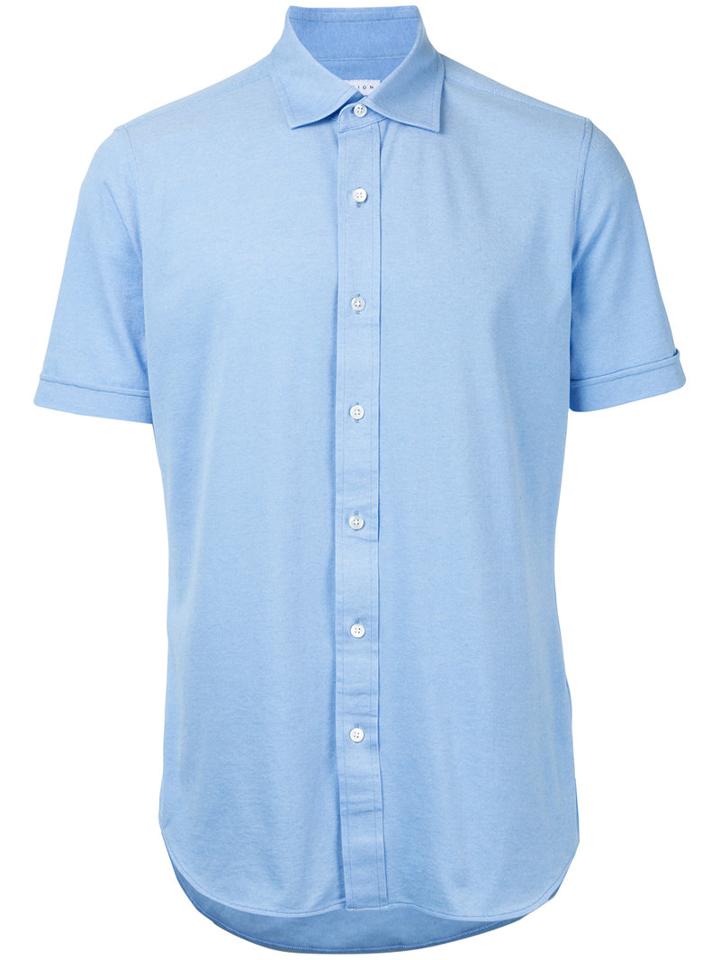 Estnation - Short Sleeve Shirt - Men - Cotton - M, Blue, Cotton