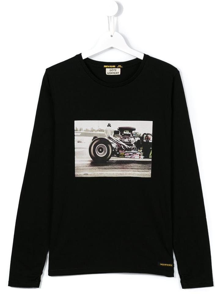 Finger In The Nose Car Print Long Sleeve Top, Boy's, Size: 16 Yrs, Black