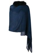 Charlotte Simone Raccoon Fur-lined Hooded Scarf - Blue