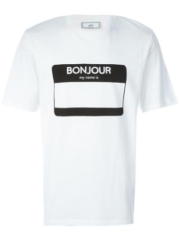Ami Alexandre Mattiussi Name Tag Print T-shirt, Men's, Size: Small, White, Cotton
