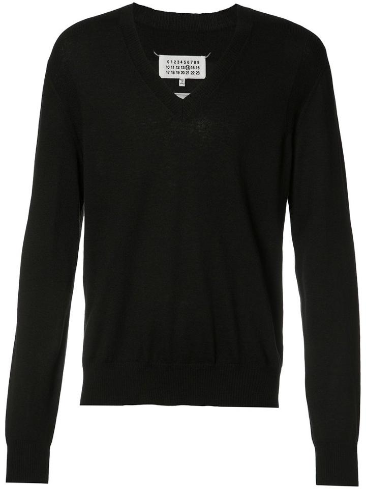 Maison Margiela Classic V-neck Jumper, Men's, Size: Large, Black, Cashmere