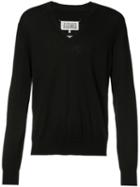 Maison Margiela Classic V-neck Jumper, Men's, Size: Large, Black, Cashmere