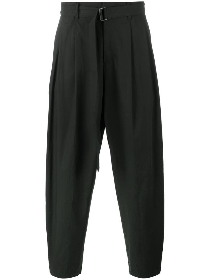 Kazuyuki Kumagai - Buckle Waist Trousers - Men - Cotton - 2, Black, Cotton