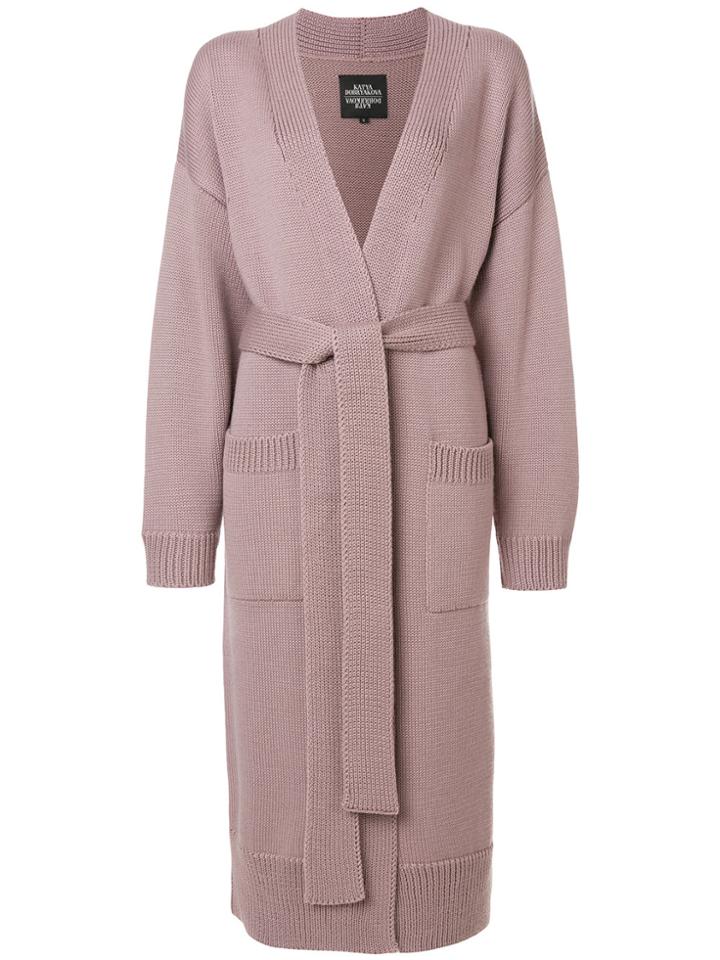 Katya Dobryakova Appliqué Detail Cardi Coat - Pink & Purple