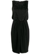 Max Mara Sleeveless Crystal Studded Dress - Black