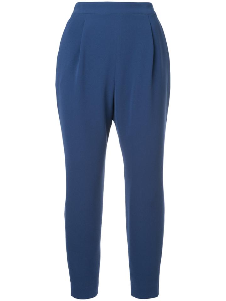 Estnation Pleated Cropped Trousers - Blue