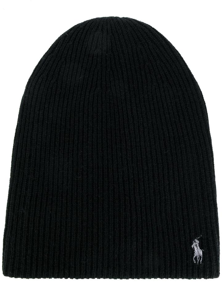 Polo Ralph Lauren Ribbed Logo Beanie - Black
