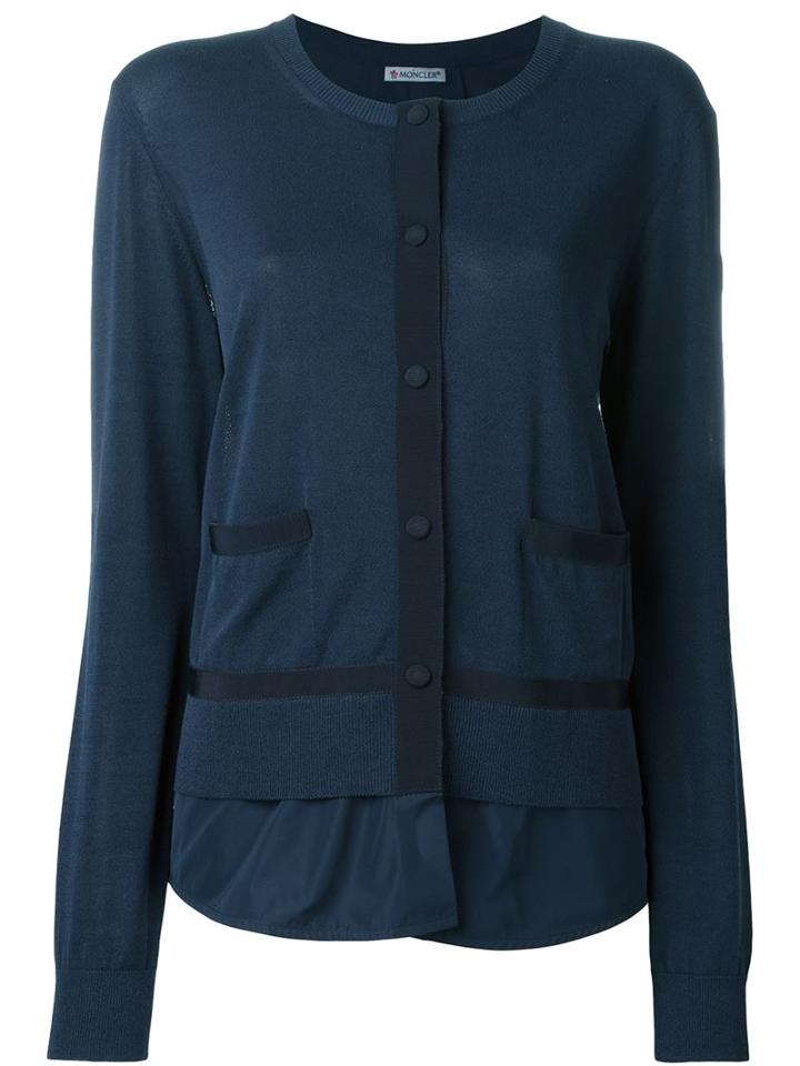 Moncler Layered Cardigan, Women's, Size: Xl, Blue, Cotton/viscose/polyester